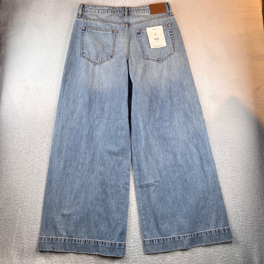 Hidden Jeans Nori High Rise Wide Leg Light Wash Raw Hem Denim Size 29 - Picture 2 of 11